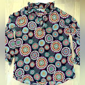 EUC Buckhead Betties Women’s XL Blouse with Vibrant Colors and Ruffled Neckline